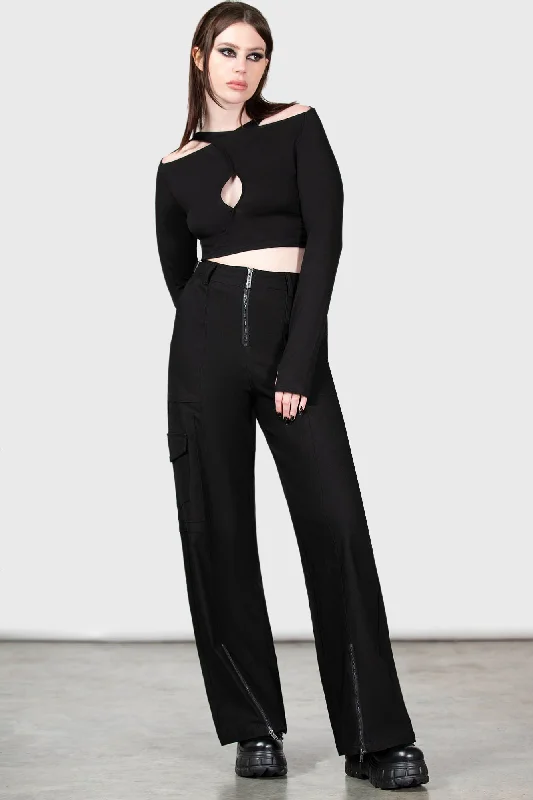 Women's pocket - equipped casual pants Button - fly women jeans with a traditional touch Moray High Waisted Trousers Women's pocket - equipped casual pants Button - fly women jeans with a traditional touch Moray High Waisted Trousers