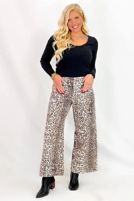 Women's wide - leg dress pants Bootcut women jeans to complement various shoe styles Lt. Leopard Wide Leg Pants Women's wide - leg dress pants Bootcut women jeans to complement various shoe styles Lt. Leopard Wide Leg Pants