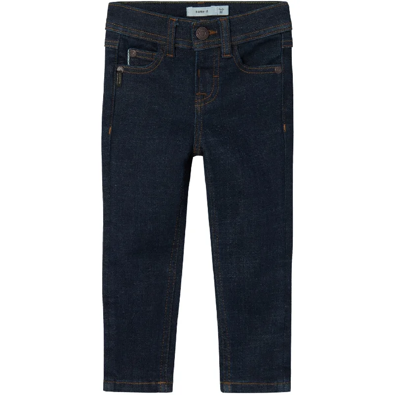 Women's pants with reflective strips Acid - wash women jeans with a retro finish Name It Dark Blue Denim Unwashed Theo Jeans