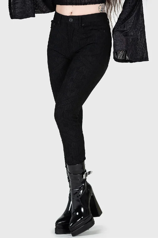 Women's lace - trimmed evening pants Light - wash women jeans for a fresh and summery appearance Sacred Sinner Trousers Women's lace - trimmed evening pants Light - wash women jeans for a fresh and summery appearance Sacred Sinner Trousers