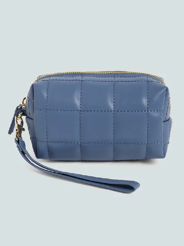 Women's pants with wrinkle - resistant material Cargo women jeans with multiple pockets for added functionality Studiowest Dark Blue Quilted Square Pouch - Small Women's pants with wrinkle - resistant material Cargo women jeans with multiple pockets for added functionality Studiowest Dark Blue Quilted Square Pouch - Small