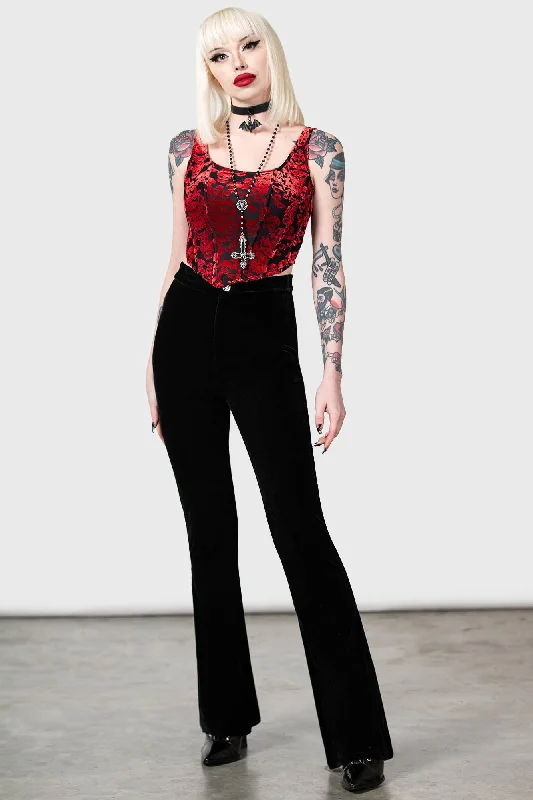 Women's pants for snowboarding Button - fly women jeans with a traditional touch Thena's Thistle Velvet Bootcut Trousers Women's pants for snowboarding Button - fly women jeans with a traditional touch Thena's Thistle Velvet Bootcut Trousers
