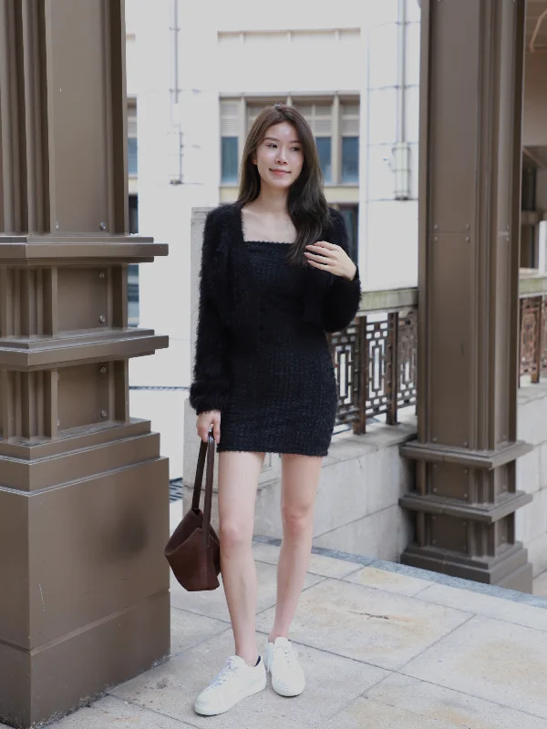 Fluffy Soft Mini Dress with pads