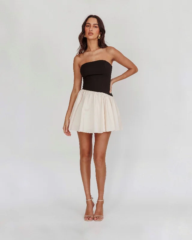 IZZIE  MINI DRESS -BLACK/CREAM