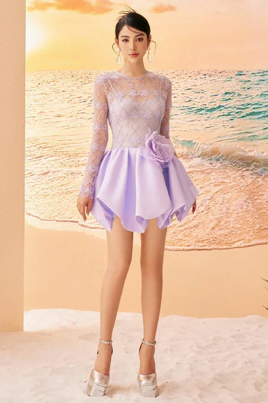 Morgan Balloon Lace Taffeta Silk Mini Dress