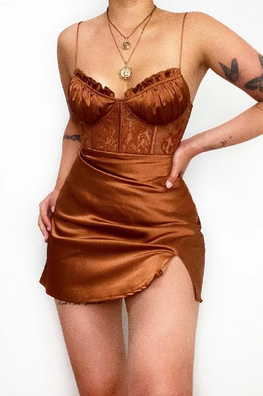 Olivia Mini Dress - Brown