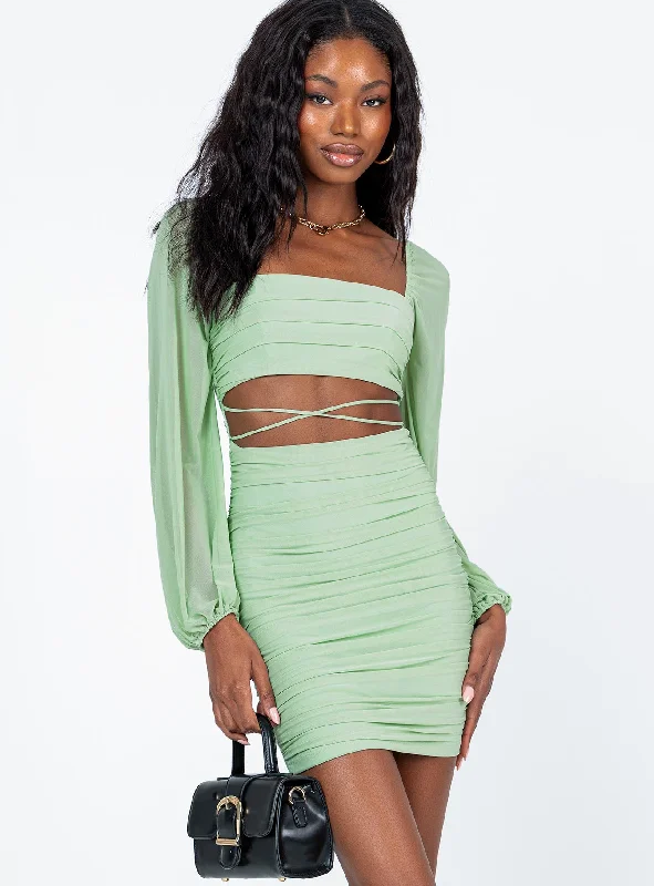 Courtney Long Sleeve Mini Dress Green