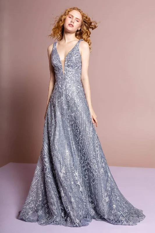 GLS by Gloria - GL2698 Embellished Deep V-neck A-line Gown