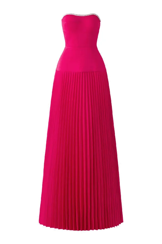 Iris Pleated Sweetheart Neck Taffeta Floor Length Dress