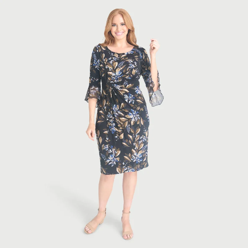 Lisa 2.0 Blue Floral Faux Wrap Dress
