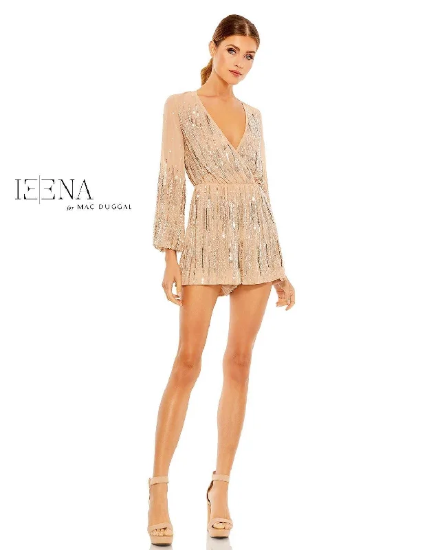 Mac Duggal 10563 Long Sleeve Beaded Romper