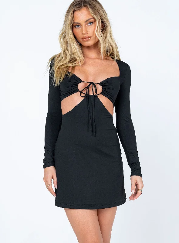 Molley Long Sleeve Mini Dress Black