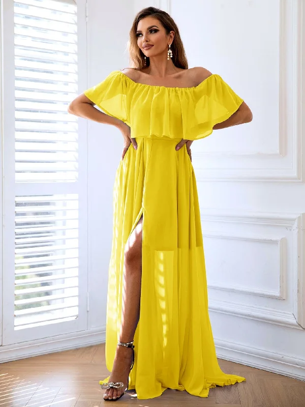 Elegant off-shoulder maxi dress
