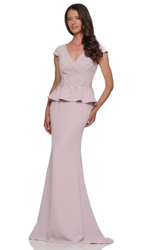 Rina di Montella RD2971 - V-Neck Cap Sleeve Long Gown
