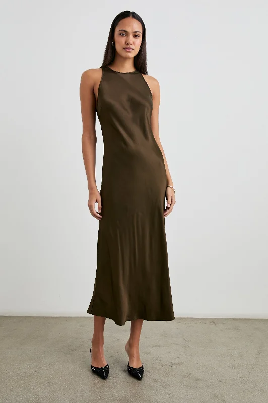 SOLENE DRESS - DARK MOSS