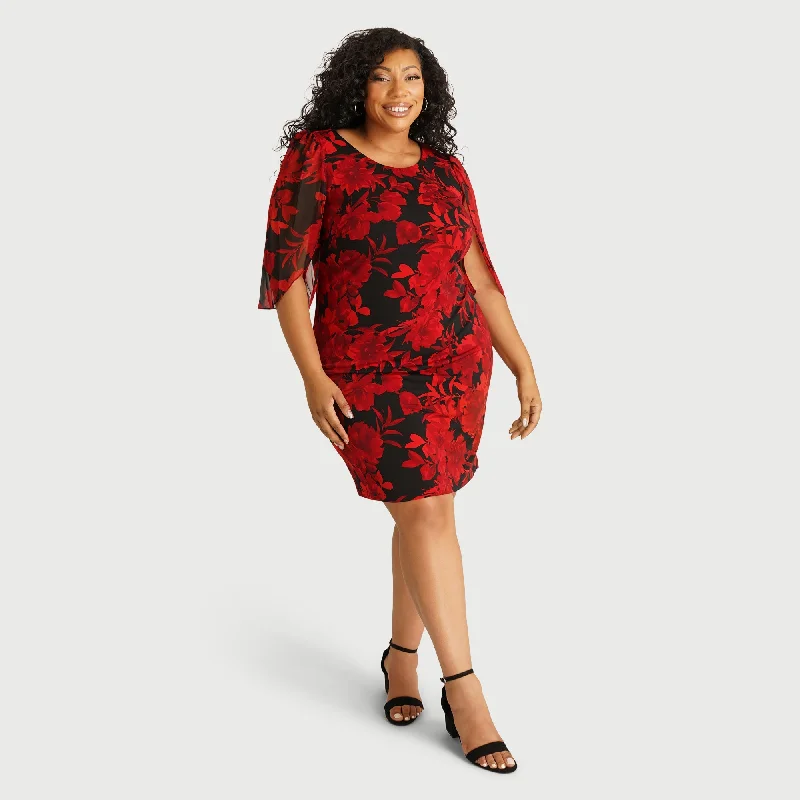 Stevie Red Floral Sheath Dress