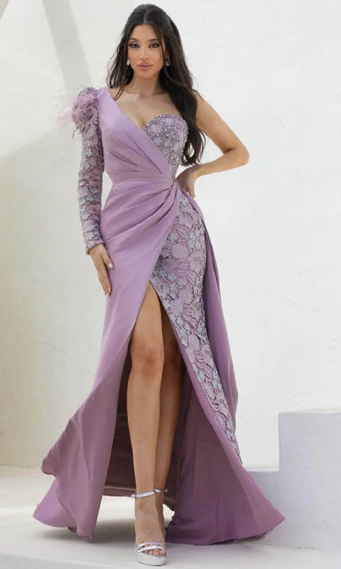 Terani Couture 241M2704 - Embroidered One-Sleeve Evening Dress