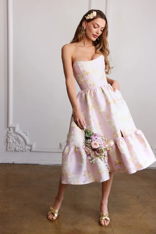 The Virginia Dress in Light Lilac Baroque Floral - FINAL SALE