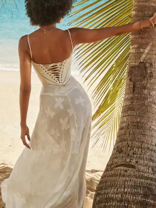 Women’s Fashionable Tubeless Boat Neck Elegant Evening Dress
