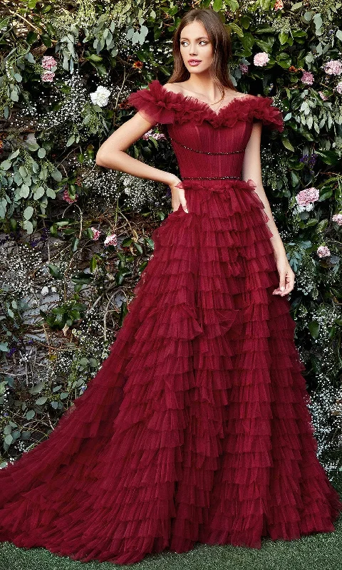 Andrea and Leo A1032 - Ruffled Off Shoulder Prom Dress