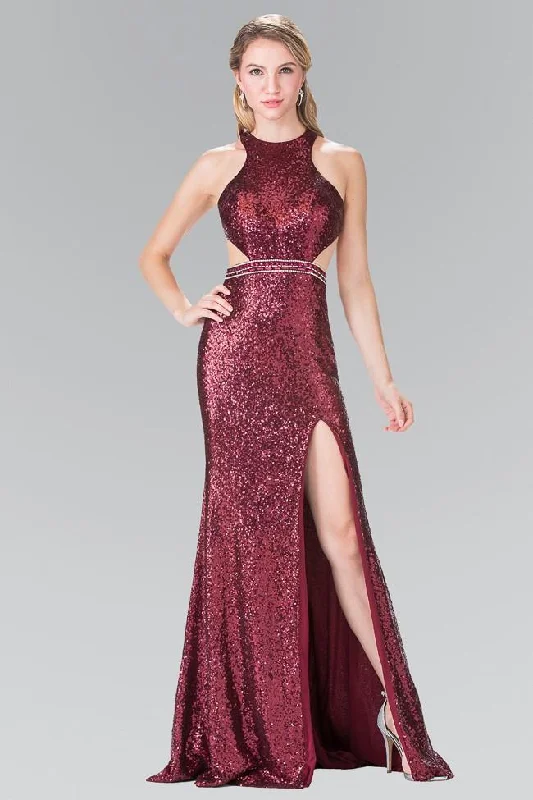 Elizabeth K - GL2278 Halter Long Dress with Slit