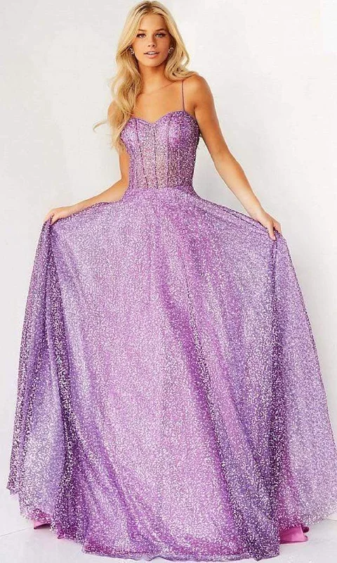 Jovani - 07423 Glitter Corset A-line Shiny Gown