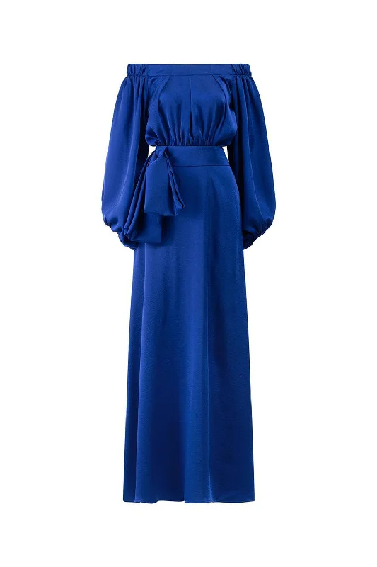 Mackenzie Sheath Off-Shoulder Satin Maxi Dress