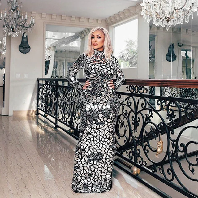 Novance trending products on amazon full mirrors club dress 2022 sexy birthday Rhinestone dresses women wedding guest plus size