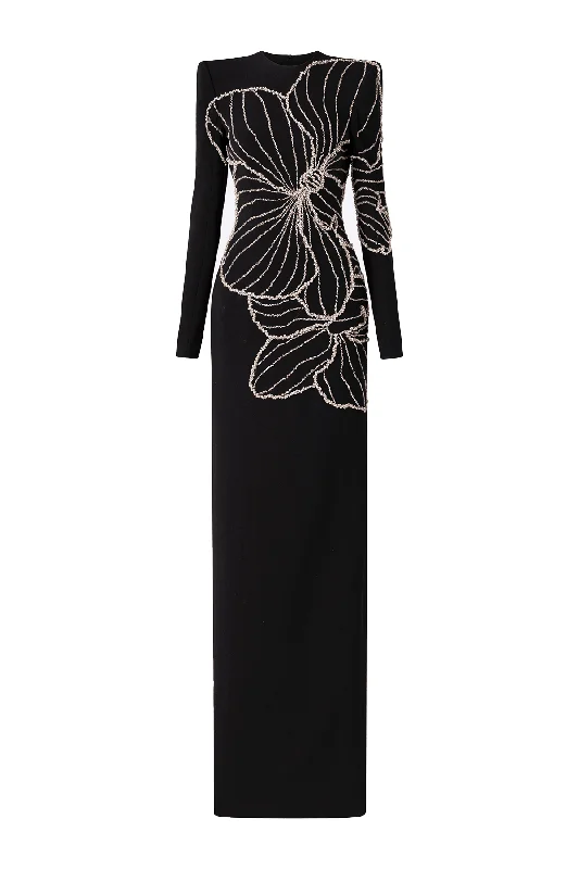 Raelynn Bodycon Long Sleeved Crepe Ankle Length Dress