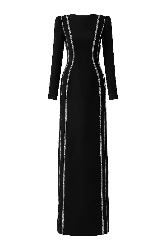 Sloane Bodycon Long Sleeved Crepe Floor Length Dress