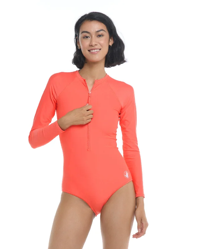 Women's Cargo - Style One - Pieces in Khaki with Pockets for a Practical and Stylish Outdoor Look Smoothies Channel Cross-Over Long Sleeve Swimsuit - Sunset Women's Cargo - Style One - Pieces in Khaki with Pockets for a Practical and Stylish Outdoor Look Smoothies Channel Cross-Over Long Sleeve Swimsuit - Sunset