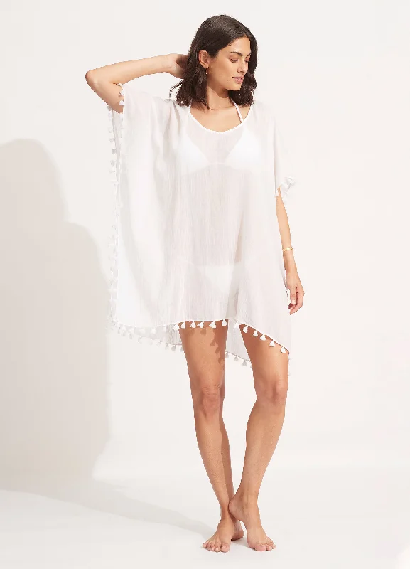 Moisture - wicking cover ups for staying dry during beach activities Amnesia Kaftan - White Moisture - wicking cover ups for staying dry during beach activities Amnesia Kaftan - White