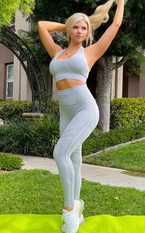 Hooded cover ups for windy beach days Booty Gains: Grey Racerback Set