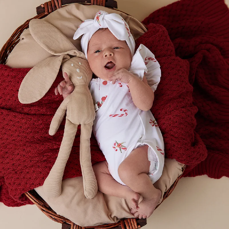 Candy Cane Short Sleeve Organic Bodysuit with Frill