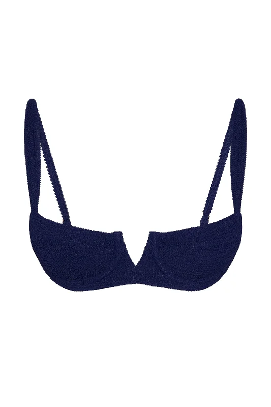 Women's High - Neck Swim Tops in Navy with Zipper for a Sleek and Sporty Look Clovelly Top - Midnight Crinkle Women's High - Neck Swim Tops in Navy with Zipper for a Sleek and Sporty Look Clovelly Top - Midnight Crinkle