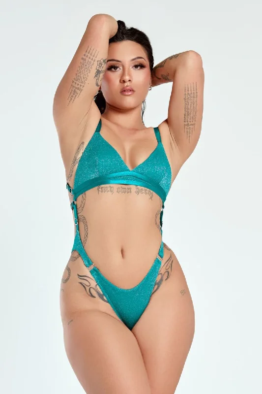 Seamless Bodysuits for a Smooth Underwear Look CXIX Aphrodite Sparkle Bodysuit - Ariel Aqua
