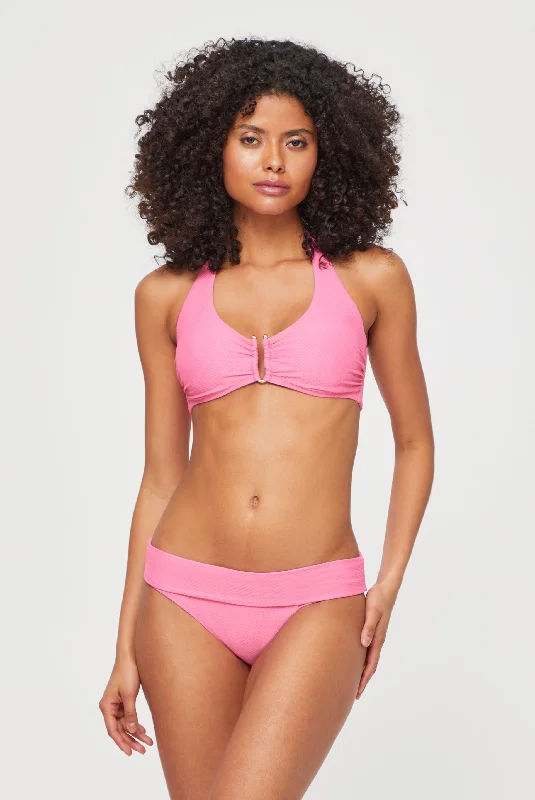 Monokini - style bikini with a unique one - piece - meets - bikini design Magenta Fold Over Bottom Monokini - style bikini with a unique one - piece - meets - bikini design Magenta Fold Over Bottom