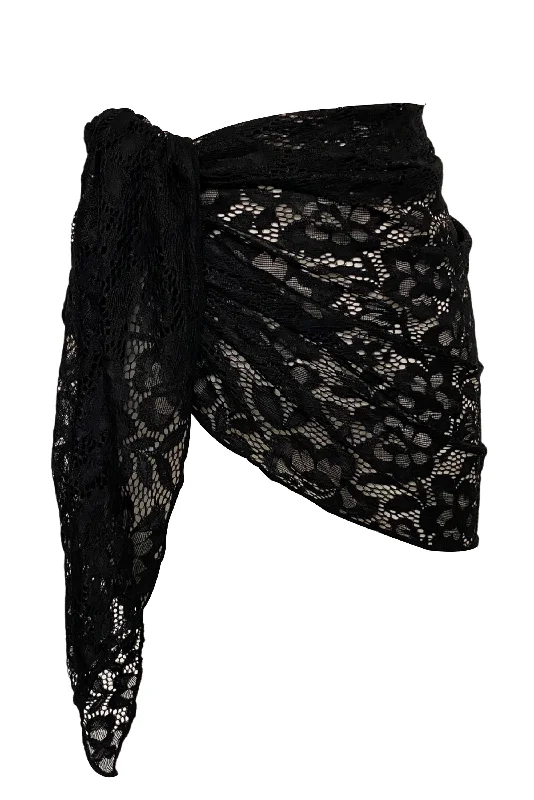 Beach - themed embroidery cover ups for a unique and personalized touch Daybreak Sarong - Black Lace Beach - themed embroidery cover ups for a unique and personalized touch Daybreak Sarong - Black Lace