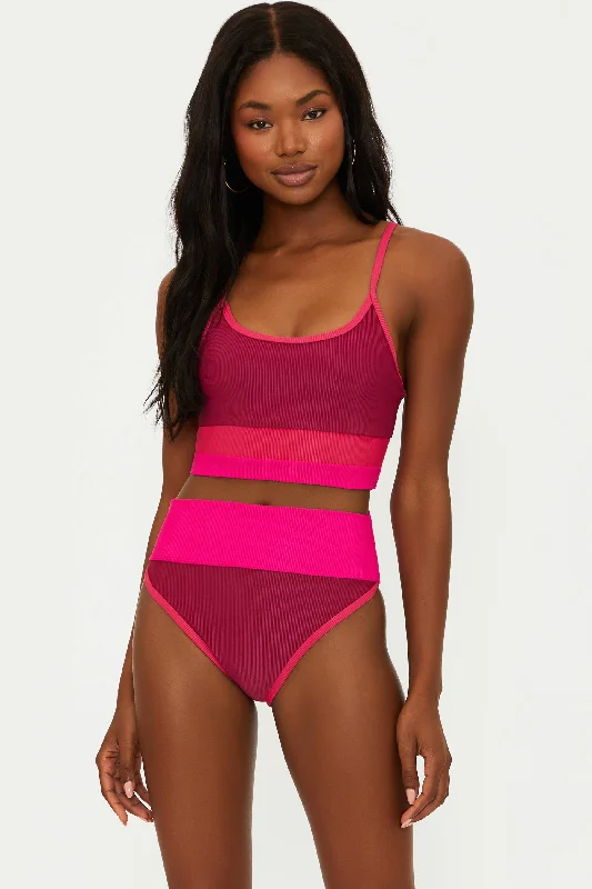 Plus Size Women's Adjustable - Strap Swim Tops in Burgundy for a Custom Fit Eva Top Berry Sorbet Colorblock Plus Size Women's Adjustable - Strap Swim Tops in Burgundy for a Custom Fit Eva Top Berry Sorbet Colorblock