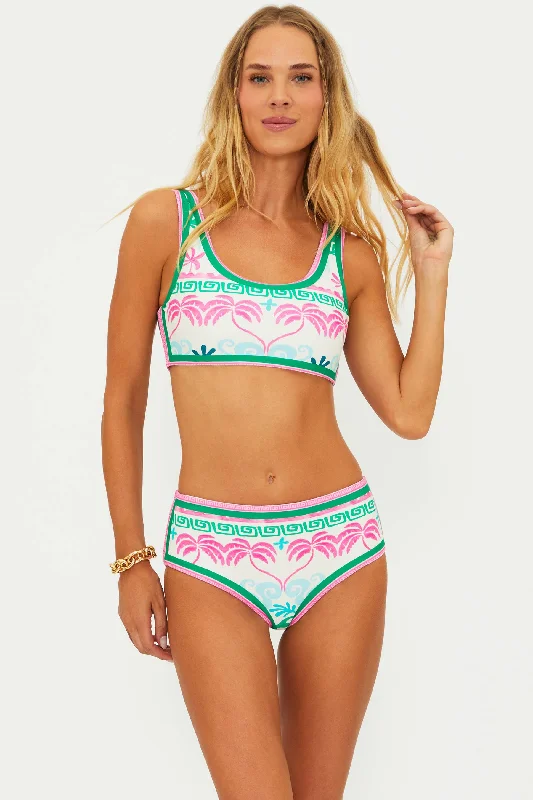 Women's Seersucker - Textured Swim Tops in Light Blue for a Preppy Beach Aesthetic Francis Top Tropical Palm Women's Seersucker - Textured Swim Tops in Light Blue for a Preppy Beach Aesthetic Francis Top Tropical Palm