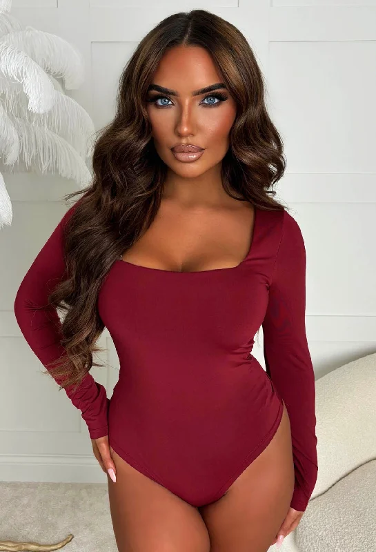 Neon Bodysuits to Stand Out at Parties Girl Like Me Wine Square Neck Long Sleeve Bodysuit Neon Bodysuits to Stand Out at Parties Girl Like Me Wine Square Neck Long Sleeve Bodysuit