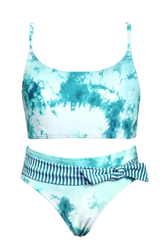 Teal Tie-Dye Stripe