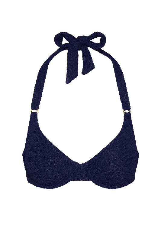 Plus Size Women's Longline Swim Tops in Navy with Striped Pattern for a Nautical Style Honolulu Top - Midnight Crinkle Plus Size Women's Longline Swim Tops in Navy with Striped Pattern for a Nautical Style Honolulu Top - Midnight Crinkle