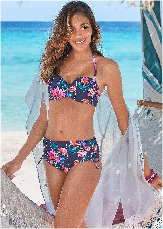 Plus Size Women's Ruffled Bikini Tops in Floral Print for a Feminine Beach Look Bandeau Bikini Top - Floral Drop Plus Size Women's Ruffled Bikini Tops in Floral Print for a Feminine Beach Look Bandeau Bikini Top - Floral Drop