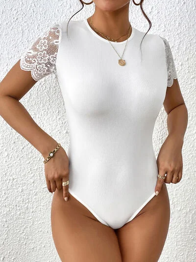 Plus - Size Bodysuits with a Comfortable and Flattering Fit Lace Backless Round Neck Bodysuit Plus - Size Bodysuits with a Comfortable and Flattering Fit Lace Backless Round Neck Bodysuit