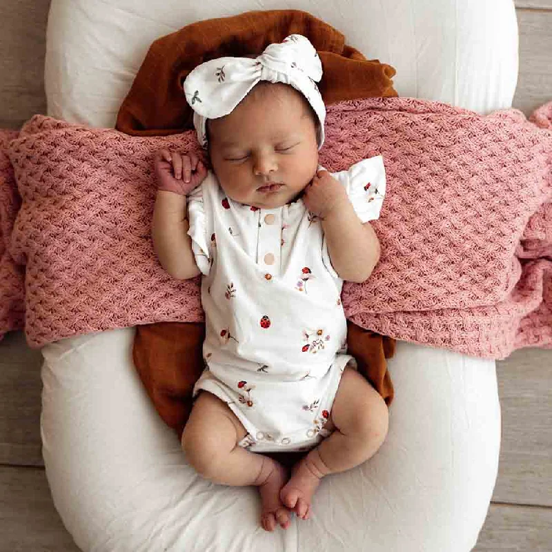 Ladybug Short Sleeve Organic Bodysuit with Frill