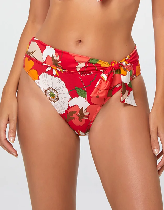 Tropical - themed bikini for a vacation - ready beach outfit Lilia Maxi Bikini Pant - Red Tropical - themed bikini for a vacation - ready beach outfit Lilia Maxi Bikini Pant - Red