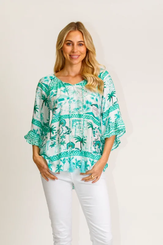 Lula Life Moffat  Sleeve Top Sea