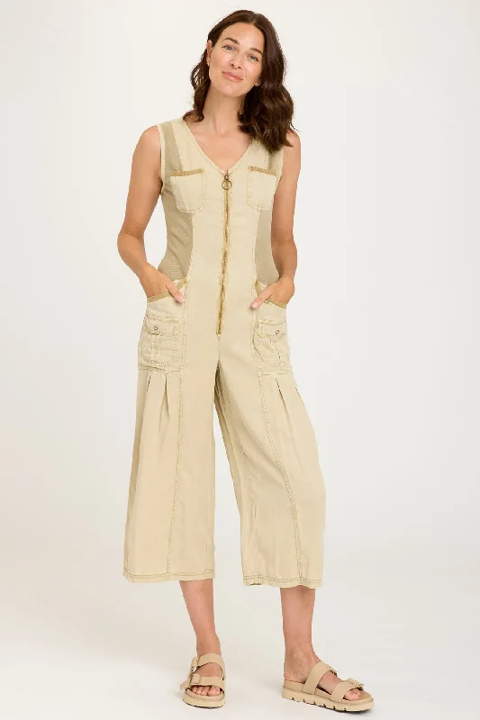 Women's Sleeveless One - Pieces in Yellow with Floral Appliques for a Cheerful and Spring - Like Look Macgowan Crop Jumpsuit Women's Sleeveless One - Pieces in Yellow with Floral Appliques for a Cheerful and Spring - Like Look Macgowan Crop Jumpsuit