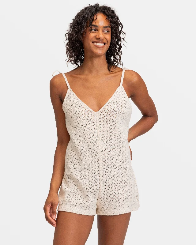 Ocean Riders Crochet Beach Romper - Tapioca